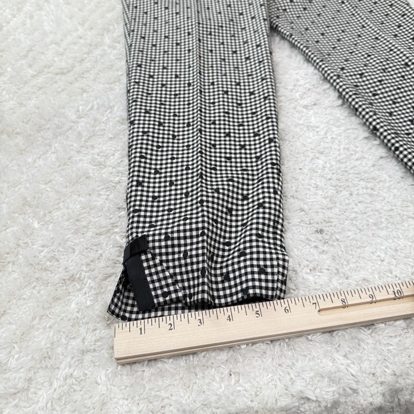 Talbots Pants Womens 8 Black White Checked Dot Wool Blend Cropped Bow Hem Dressy - Picture 5 of 12